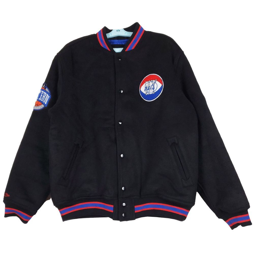 NY Nets Mitchell & Ness NBA L Large Varsity Jacket Black Heavyweight NWT